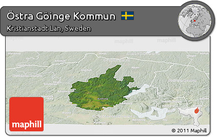 Satellite Panoramic Map of Östra Göinge Kommun, lighten