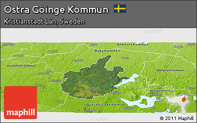 Satellite Panoramic Map of Östra Göinge Kommun, physical outside