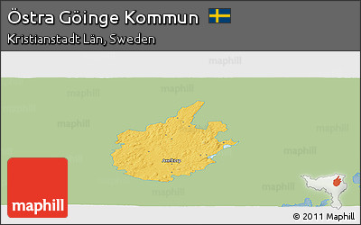 Savanna Style Panoramic Map of Östra Göinge Kommun, single color outside
