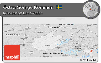 Silver Style Panoramic Map of Östra Göinge Kommun