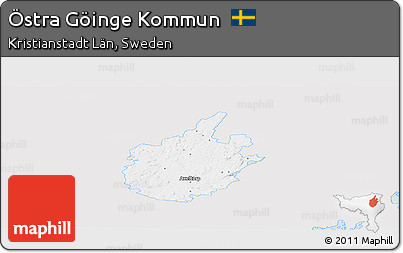 Silver Style Panoramic Map of Östra Göinge Kommun, single color outside