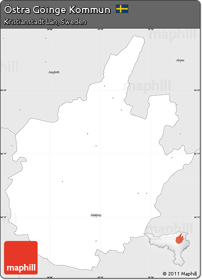 Silver Style Simple Map of Östra Göinge Kommun
