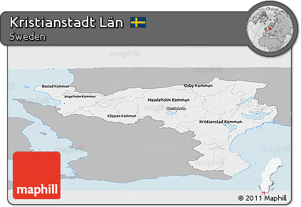 Gray Panoramic Map of Kristianstadt Län, single color outside