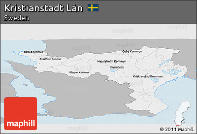 Gray Panoramic Map of Kristianstadt Län, single color outside