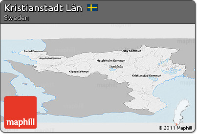 Gray Panoramic Map of Kristianstadt Län, single color outside