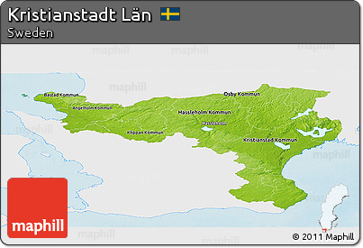 Physical Panoramic Map of Kristianstadt Län, single color outside