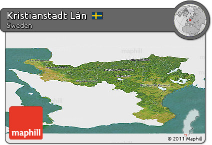 Satellite Panoramic Map of Kristianstadt Län, single color outside