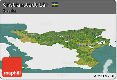 Satellite Panoramic Map of Kristianstadt Län, single color outside