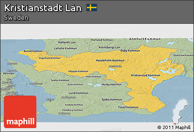 Savanna Style Panoramic Map of Kristianstadt Län