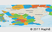 Shaded Relief Panoramic Map of Kristianstadt Län, political outside