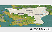 Shaded Relief Panoramic Map of Kristianstadt Län, satellite outside