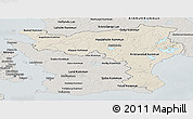 Shaded Relief Panoramic Map of Kristianstadt Län, semi-desaturated