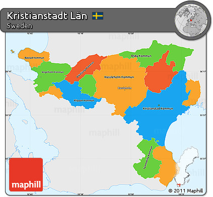 Political Simple Map of Kristianstadt Län, single color outside