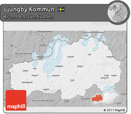 Gray 3D Map of Ljungby Kommun