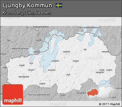 Gray 3D Map of Ljungby Kommun