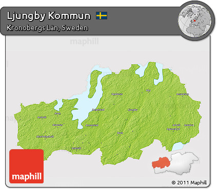 Physical 3D Map of Ljungby Kommun, cropped outside