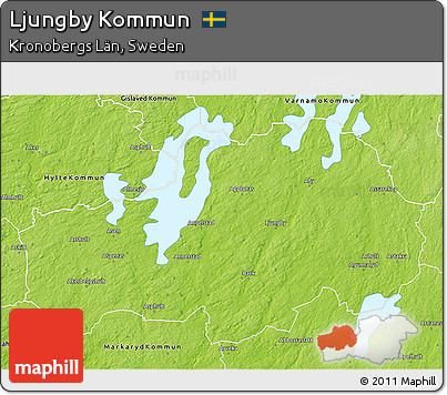 Physical 3D Map of Ljungby Kommun