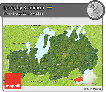 Satellite 3D Map of Ljungby Kommun, physical outside