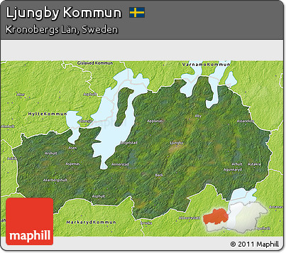 Satellite 3D Map of Ljungby Kommun, physical outside