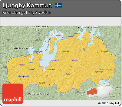 Savanna Style 3D Map of Ljungby Kommun