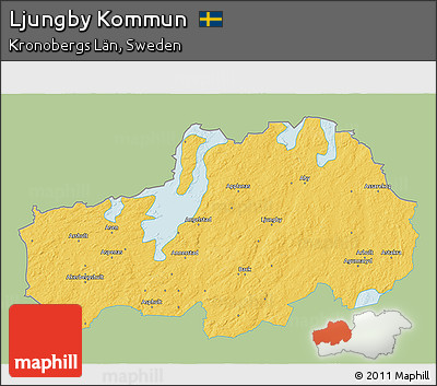 Savanna Style 3D Map of Ljungby Kommun, single color outside