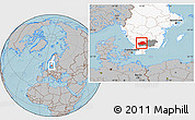 Gray Location Map of Ljungby Kommun, highlighted country, highlighted parent region, hill shading