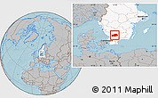 Gray Location Map of Ljungby Kommun, highlighted country, hill shading