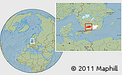 Savanna Style Location Map of Ljungby Kommun, highlighted parent region, hill shading