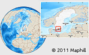 Shaded Relief Location Map of Ljungby Kommun, highlighted country, highlighted parent region, within the entire country