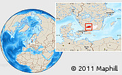 Shaded Relief Location Map of Ljungby Kommun, highlighted parent region