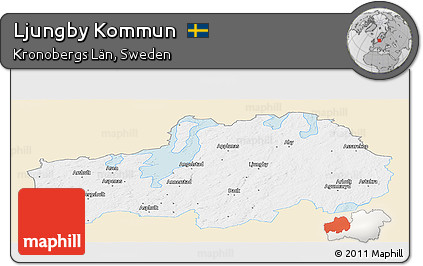 Classic Style Panoramic Map of Ljungby Kommun, single color outside