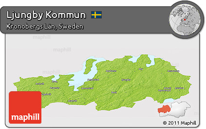 Physical Panoramic Map of Ljungby Kommun, cropped outside