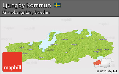 Physical Panoramic Map of Ljungby Kommun, cropped outside
