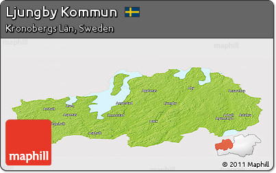 Physical Panoramic Map of Ljungby Kommun, cropped outside