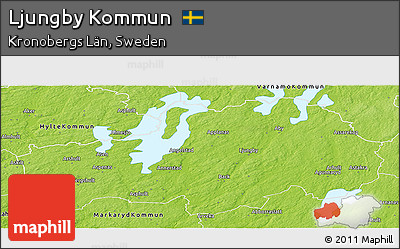 Physical Panoramic Map of Ljungby Kommun