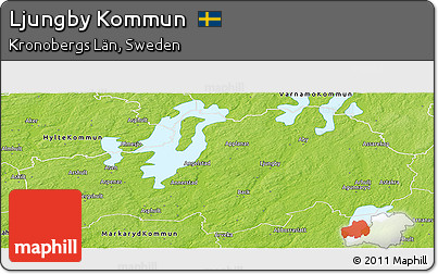 Physical Panoramic Map of Ljungby Kommun