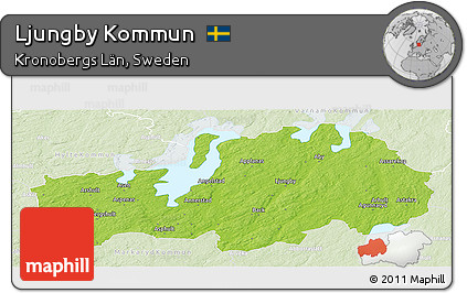 Physical Panoramic Map of Ljungby Kommun, lighten