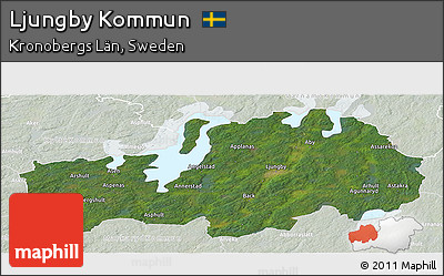 Satellite Panoramic Map of Ljungby Kommun, lighten