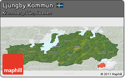 Satellite Panoramic Map of Ljungby Kommun, lighten