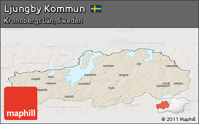 Shaded Relief Panoramic Map of Ljungby Kommun, lighten