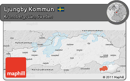 Silver Style Panoramic Map of Ljungby Kommun