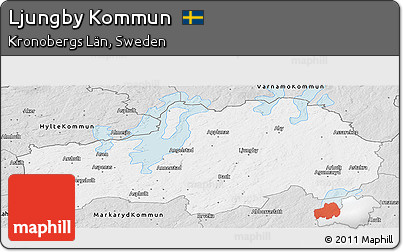 Silver Style Panoramic Map of Ljungby Kommun