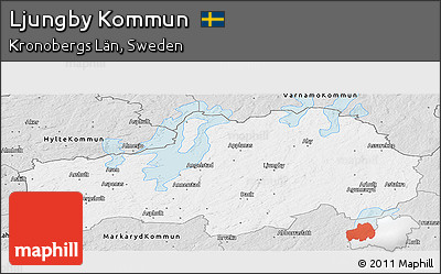 Silver Style Panoramic Map of Ljungby Kommun
