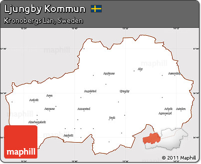 Classic Style Simple Map of Ljungby Kommun, cropped outside
