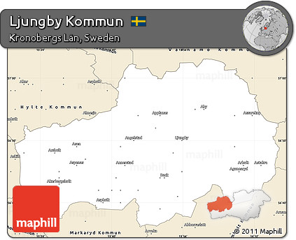 Classic Style Simple Map of Ljungby Kommun