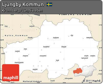 Classic Style Simple Map of Ljungby Kommun