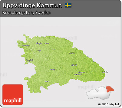 Physical 3D Map of Uppvidinge Kommun, cropped outside