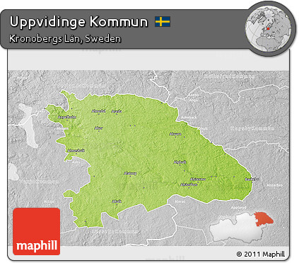 Physical 3D Map of Uppvidinge Kommun, lighten, desaturated