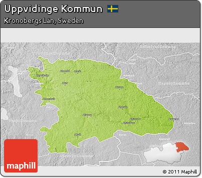 Physical 3D Map of Uppvidinge Kommun, lighten, desaturated