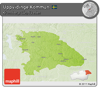 Physical 3D Map of Uppvidinge Kommun, lighten